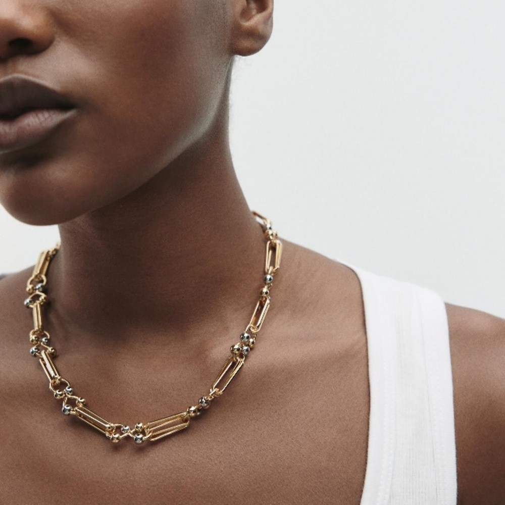ZARA COMBINED METAL PIECE NECKLACE Gold/Silver Tone